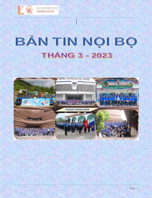 BẢN TIN NỘI BỘ TRƯỜNG CƠ KHÍ THÁNG 3 – 2023