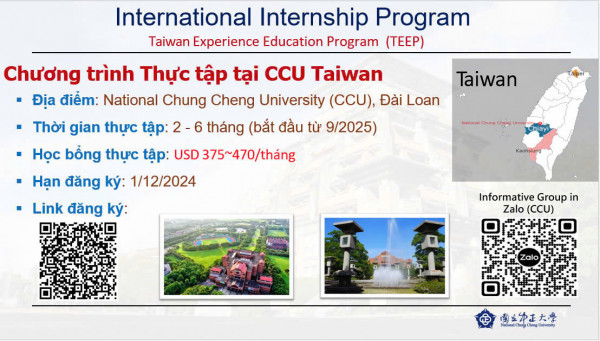 [SME-2025] CHƯƠNG TRÌNH THỰC TẬP TẠI ĐẠI HỌC CCU