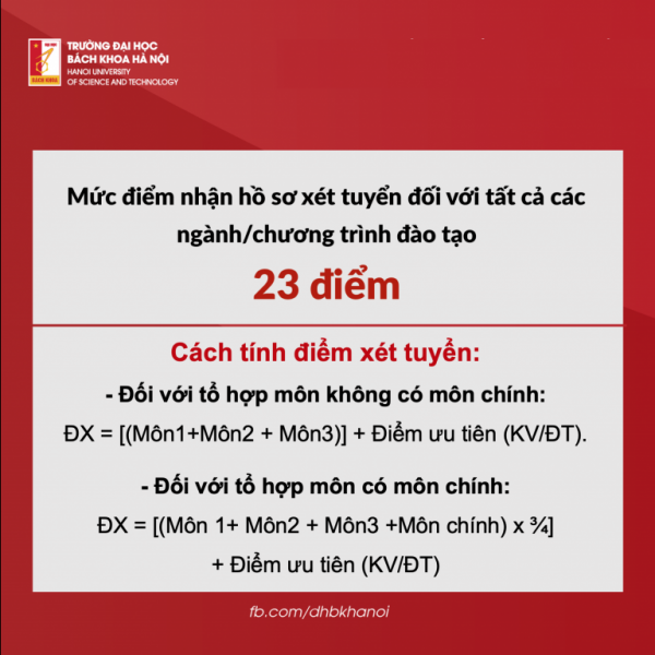 Bách khoa Hà Nội công bố mức điểm nhận hồ sơ xét tuyển năm 2021